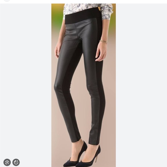 Club Monaco Pants - Club Monaco Black faux Leather Leggings; size 8